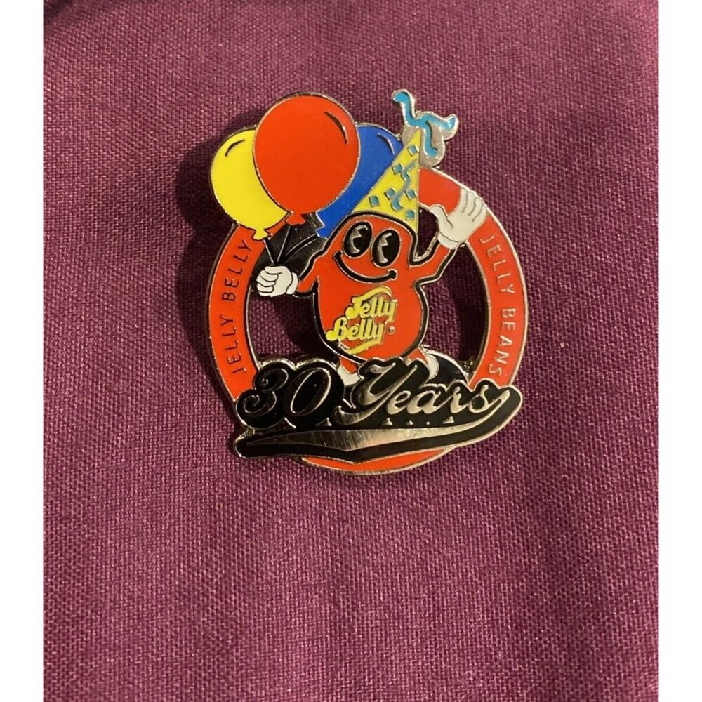 Jelly Belly 30 Years Enamel Lapel Pin Birthday Party Hat Balloons Beans